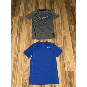 Nike Pro Boys Small S 8 Compression Dri-Fit T-shirt Lot Gray Blue‎